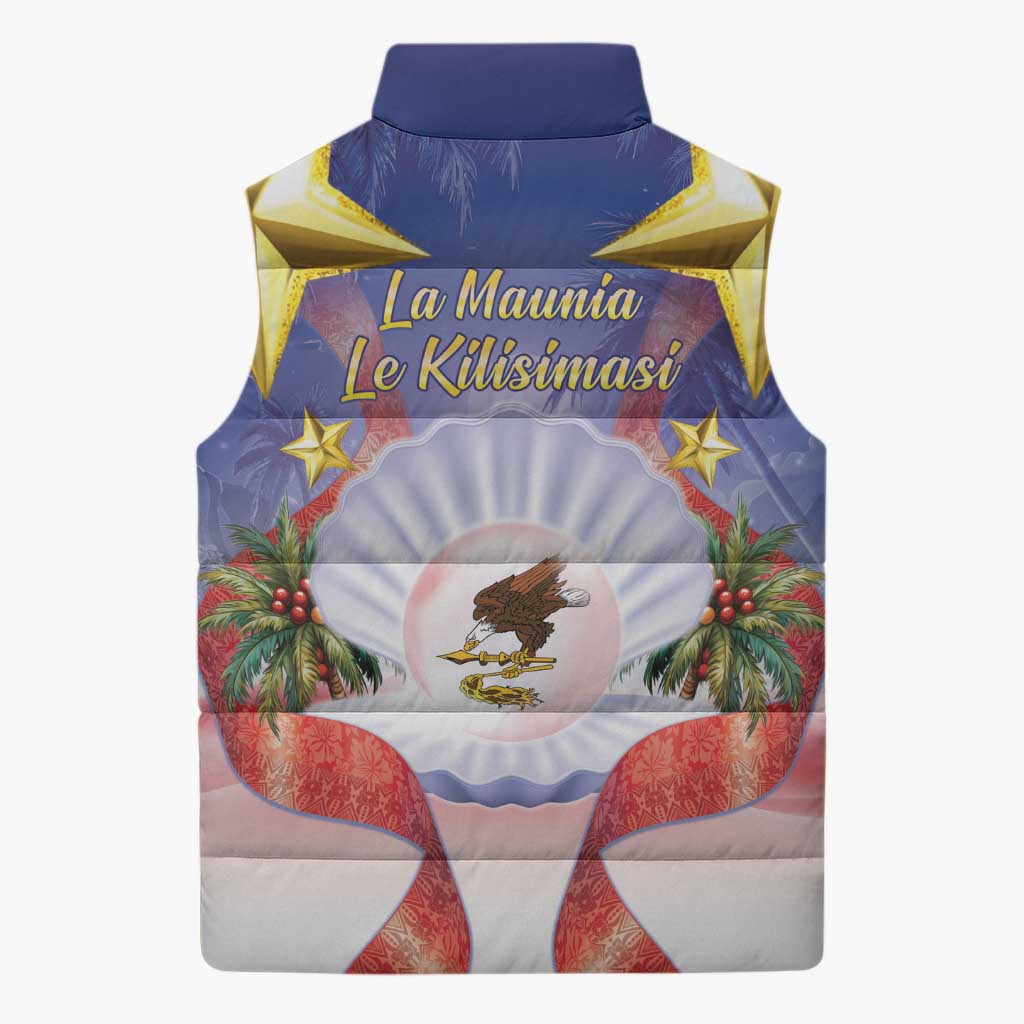 American Samoa Christmas Sleeveless Puffer Jacket Seashell Santa Beach Vibes - Polynesian Pride