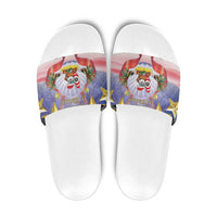 American Samoa Christmas Slide Sandals Seashell Santa Beach Vibes - Polynesian Pride