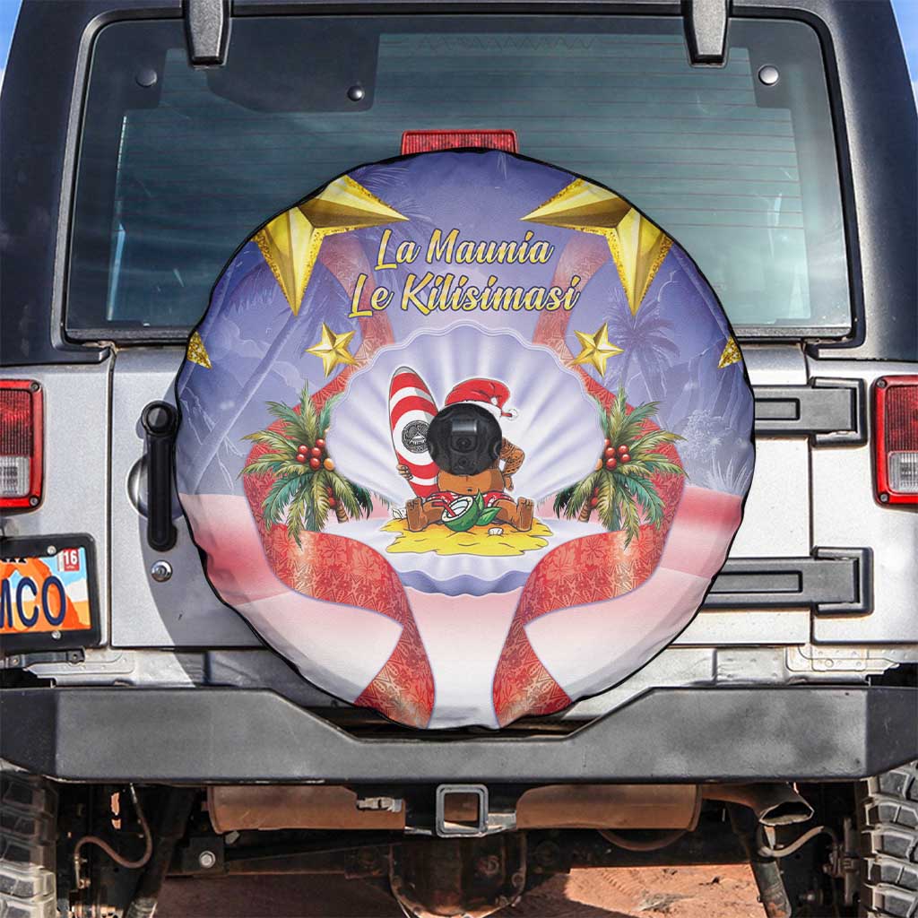 American Samoa Christmas Spare Tire Cover Seashell Santa Beach Vibes - Polynesian Pride