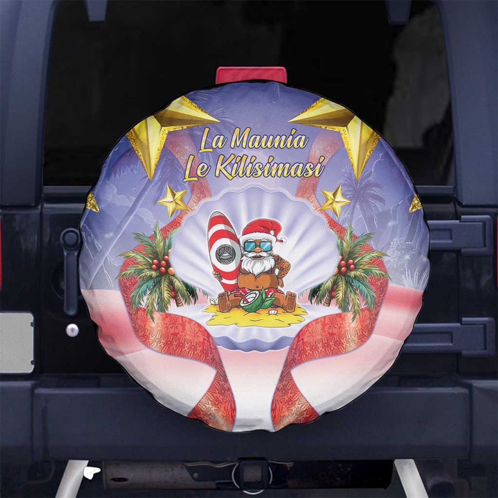 American Samoa Christmas Spare Tire Cover Seashell Santa Beach Vibes - Polynesian Pride