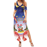 American Samoa Christmas Summer Maxi Dress Seashell Santa Beach Vibes - Polynesian Pride