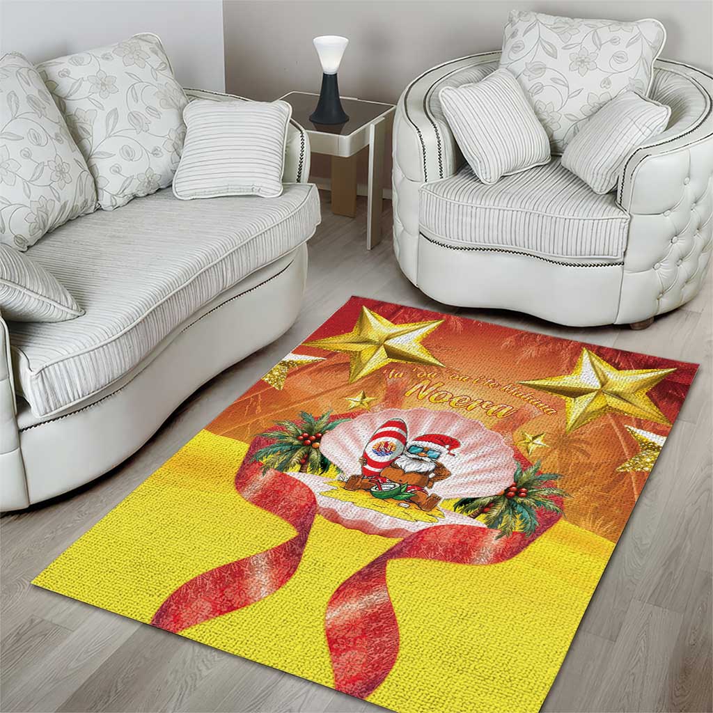 French Polynesia Christmas Area Rug Seashell Santa Beach Vibes - Polynesian Pride