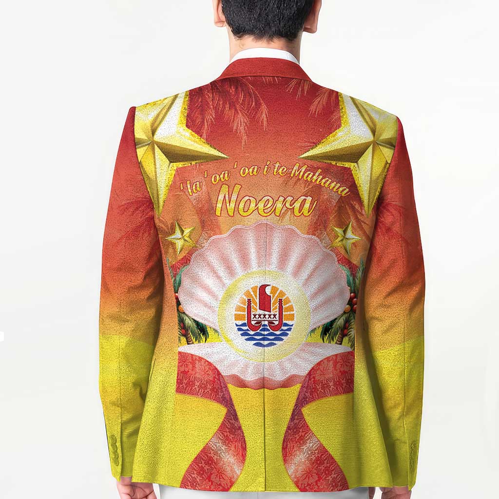 French Polynesia Christmas Blazer Seashell Santa Beach Vibes - Polynesian Pride