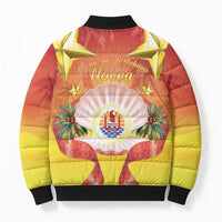 French Polynesia Christmas Bomber Puffer Jacket Seashell Santa Beach Vibes - Polynesian Pride