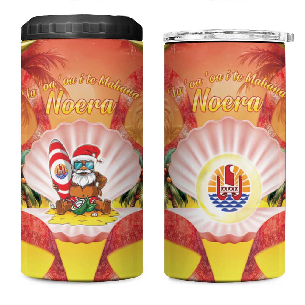 French Polynesia Christmas 4 in 1 Can Cooler Tumbler Seashell Santa Beach Vibes - Polynesian Pride