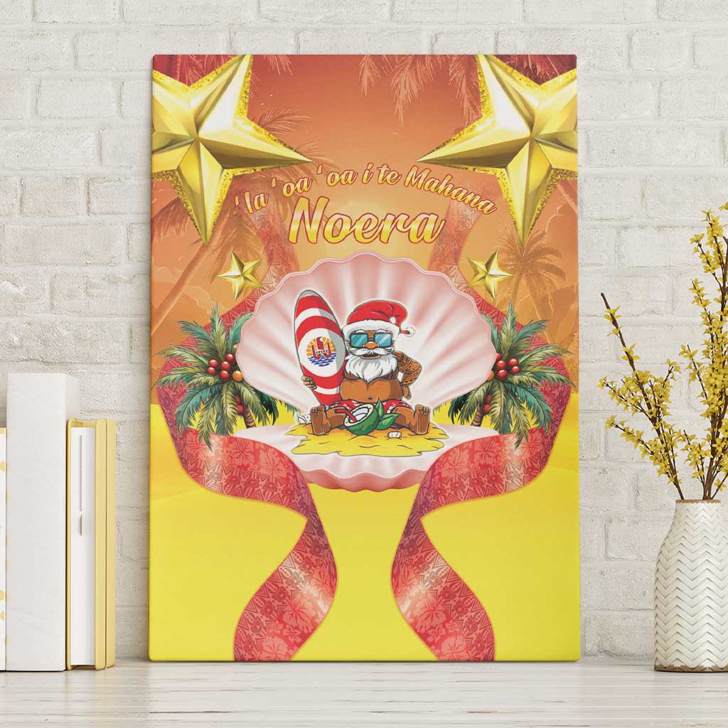 French Polynesia Christmas Canvas Wall Art Seashell Santa Beach Vibes - Polynesian Pride