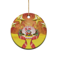 French Polynesia Christmas Ceramic Ornament Seashell Santa Beach Vibes - Polynesian Pride