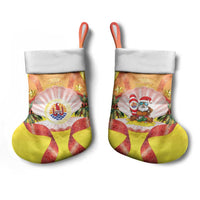 French Polynesia Christmas Stocking Seashell Santa Beach Vibes - Polynesian Pride