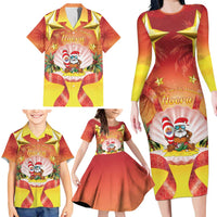 French Polynesia Christmas Family Matching Long Sleeve Bodycon Dress and Hawaiian Shirt Seashell Santa Beach Vibes - Polynesian Pride