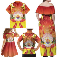 French Polynesia Christmas Family Matching Off Shoulder Maxi Dress and Hawaiian Shirt Seashell Santa Beach Vibes - Polynesian Pride