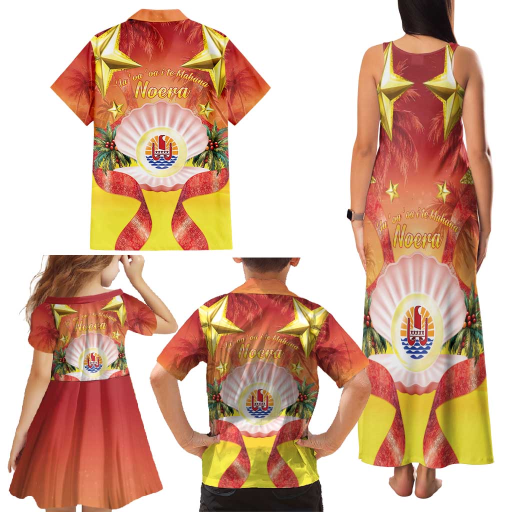 French Polynesia Christmas Family Matching Tank Maxi Dress and Hawaiian Shirt Seashell Santa Beach Vibes - Polynesian Pride