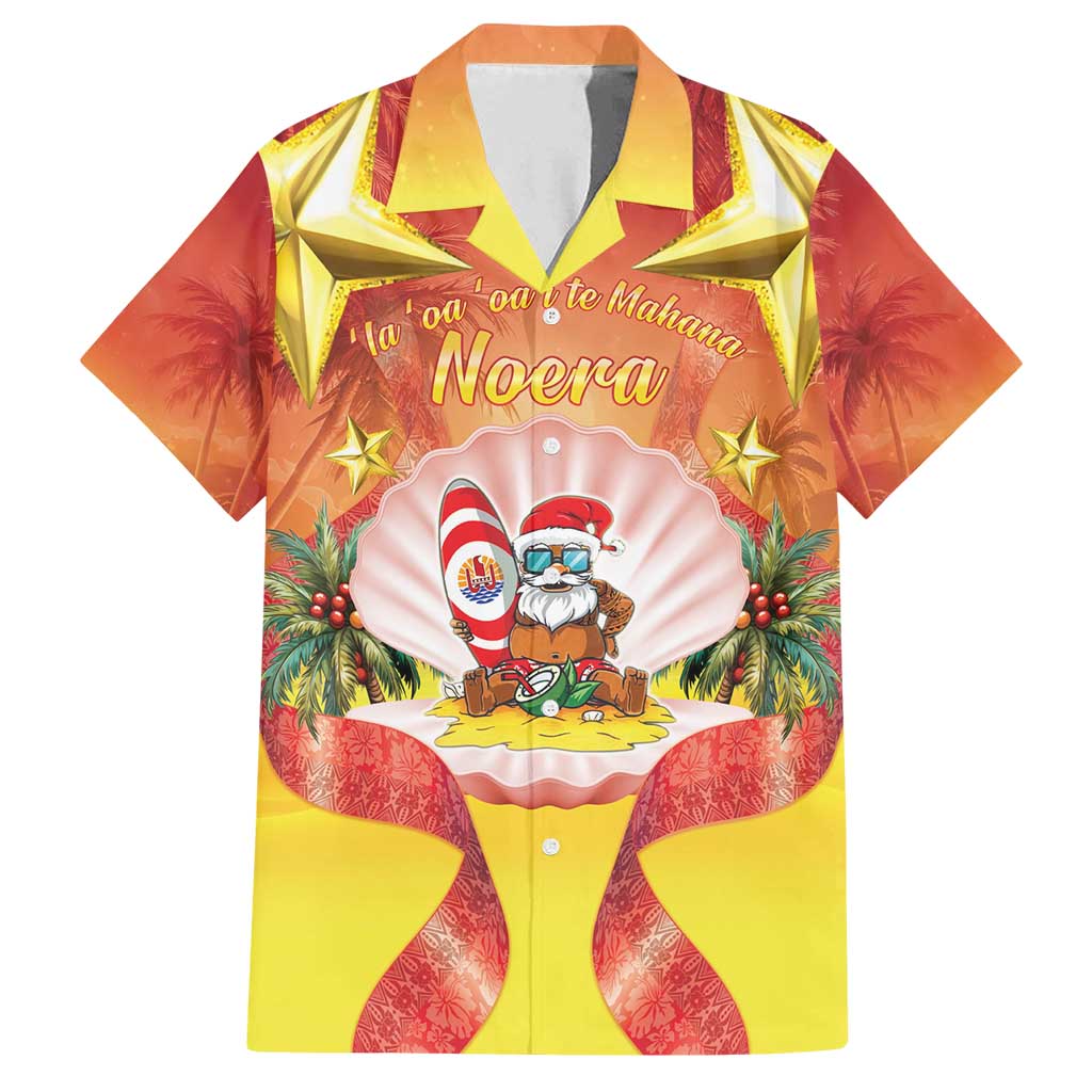 French Polynesia Christmas Family Matching Tank Maxi Dress and Hawaiian Shirt Seashell Santa Beach Vibes - Polynesian Pride