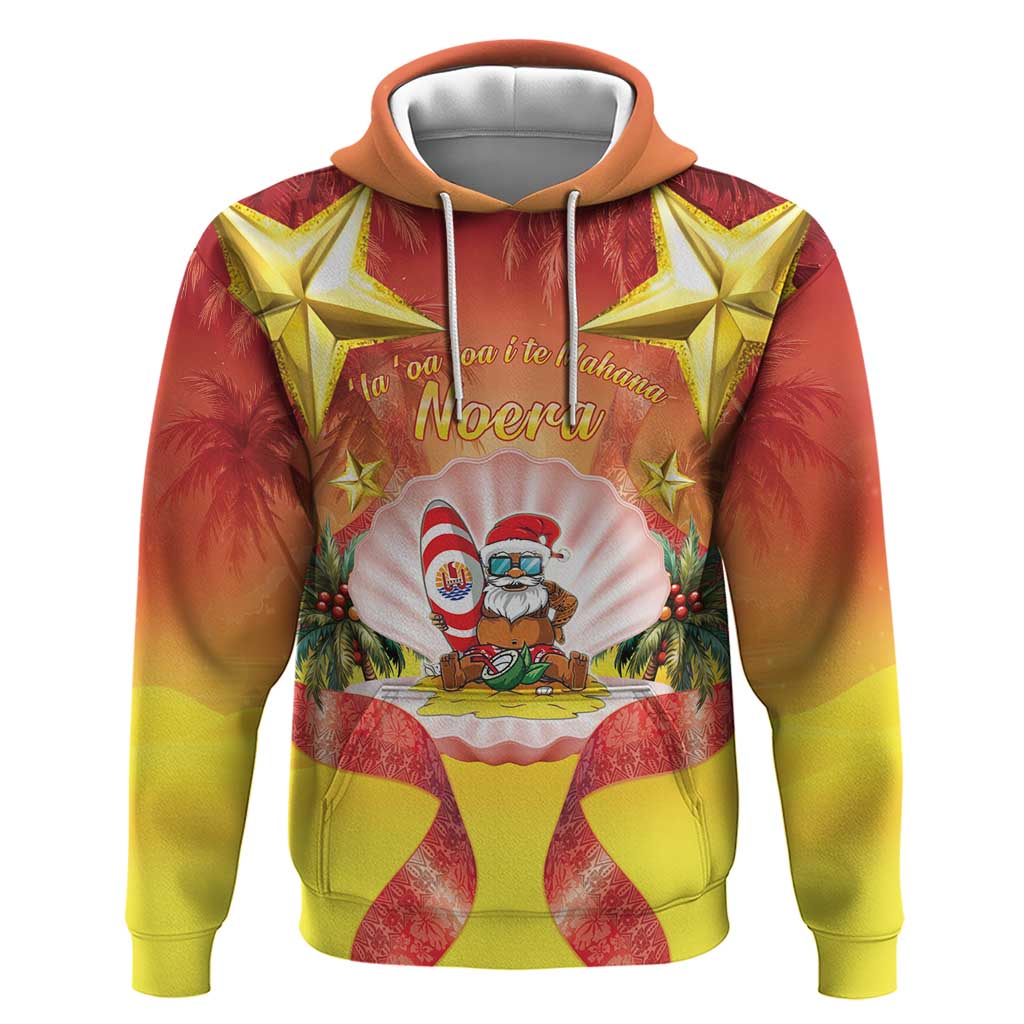 French Polynesia Christmas Hoodie Seashell Santa Beach Vibes - Polynesian Pride