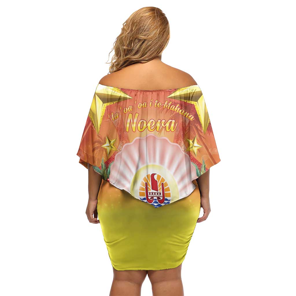 French Polynesia Christmas Off Shoulder Short Dress Seashell Santa Beach Vibes - Polynesian Pride