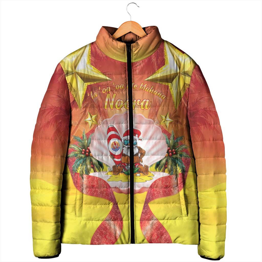 French Polynesia Christmas Padded Jacket Seashell Santa Beach Vibes - Polynesian Pride