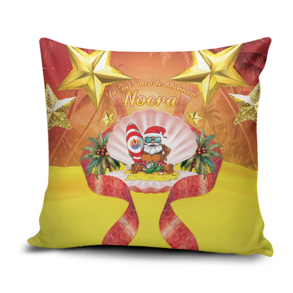 French Polynesia Christmas Pillow Cover Seashell Santa Beach Vibes - Polynesian Pride