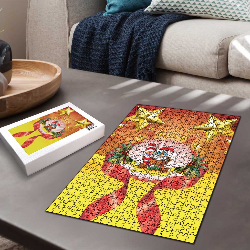 French Polynesia Christmas Puzzle Seashell Santa Beach Vibes - Polynesian Pride