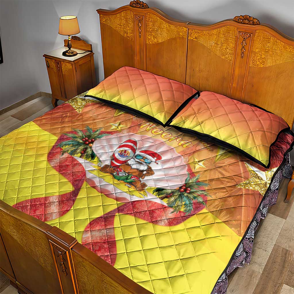 French Polynesia Christmas Quilt Bed Set Seashell Santa Beach Vibes - Polynesian Pride