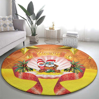 French Polynesia Christmas Round Carpet Seashell Santa Beach Vibes - Polynesian Pride