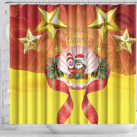 French Polynesia Christmas Shower Curtain Seashell Santa Beach Vibes - Polynesian Pride
