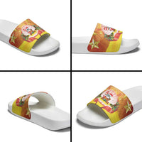 French Polynesia Christmas Slide Sandals Seashell Santa Beach Vibes - Polynesian Pride