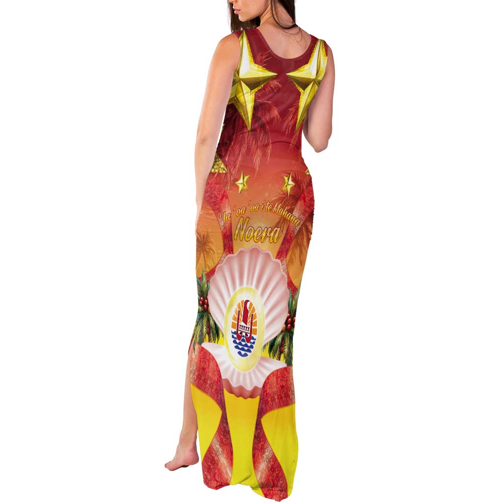 French Polynesia Christmas Tank Maxi Dress Seashell Santa Beach Vibes - Polynesian Pride