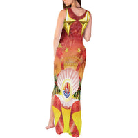 French Polynesia Christmas Tank Maxi Dress Seashell Santa Beach Vibes - Polynesian Pride
