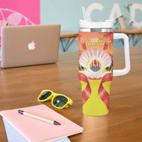 French Polynesia Christmas Tumbler With Handle Seashell Santa Beach Vibes - Polynesian Pride