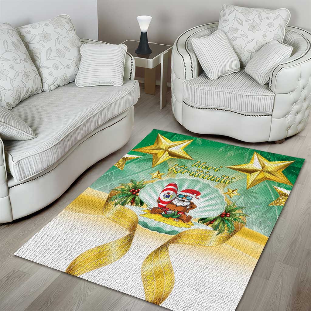 Cook Islands Christmas Area Rug Seashell Santa Beach Vibes - Polynesian Pride