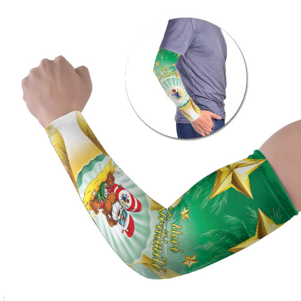 Cook Islands Christmas Arm Sleeves Seashell Santa Beach Vibes - Polynesian Pride