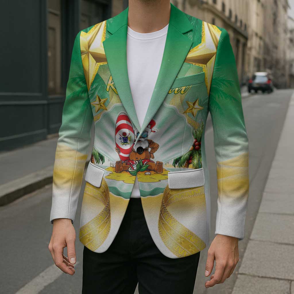 Cook Islands Christmas Blazer Seashell Santa Beach Vibes - Polynesian Pride