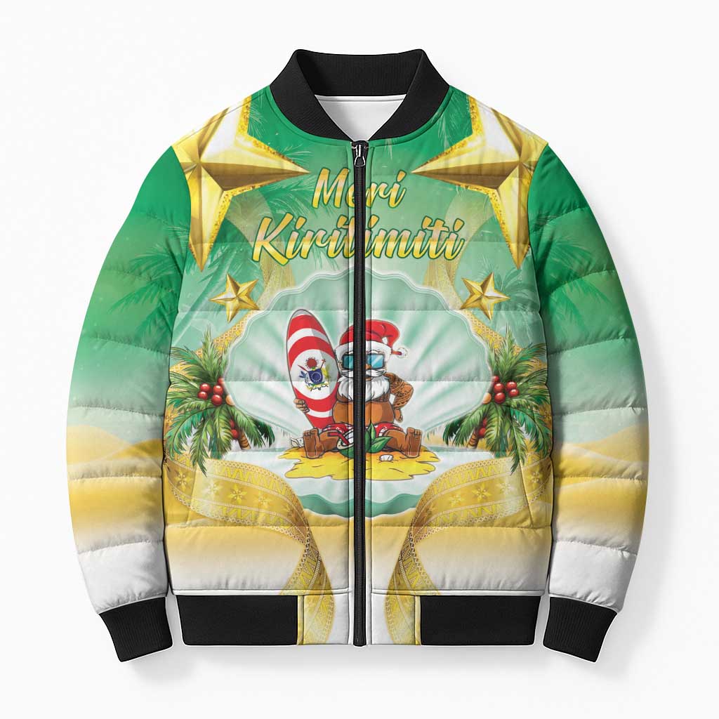 Cook Islands Christmas Bomber Puffer Jacket Seashell Santa Beach Vibes - Polynesian Pride