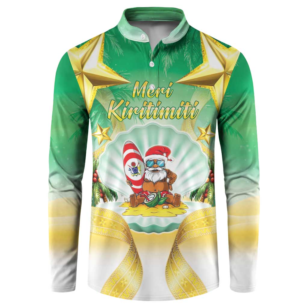 Cook Islands Christmas Button Sweatshirt Seashell Santa Beach Vibes - Polynesian Pride