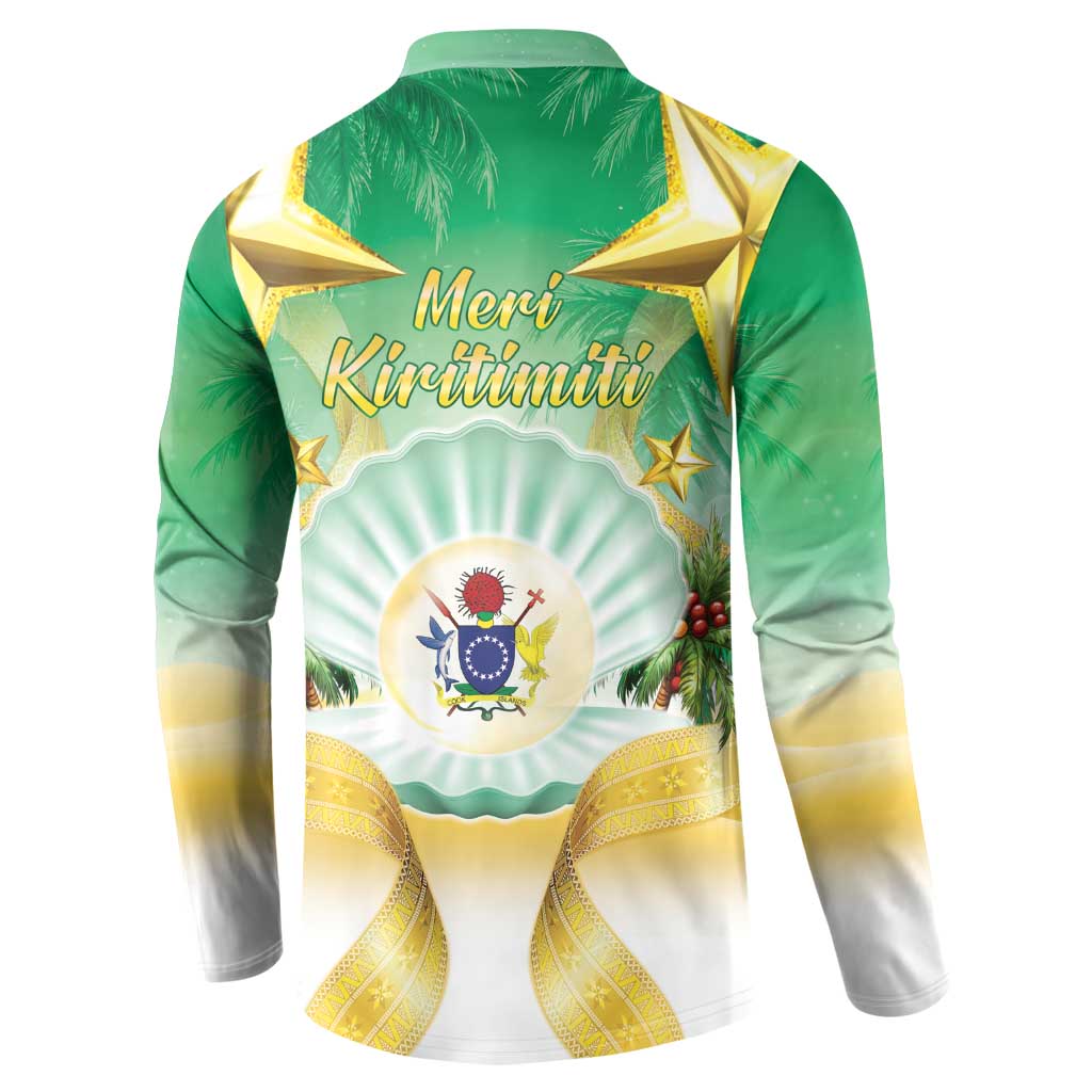 Cook Islands Christmas Button Sweatshirt Seashell Santa Beach Vibes - Polynesian Pride