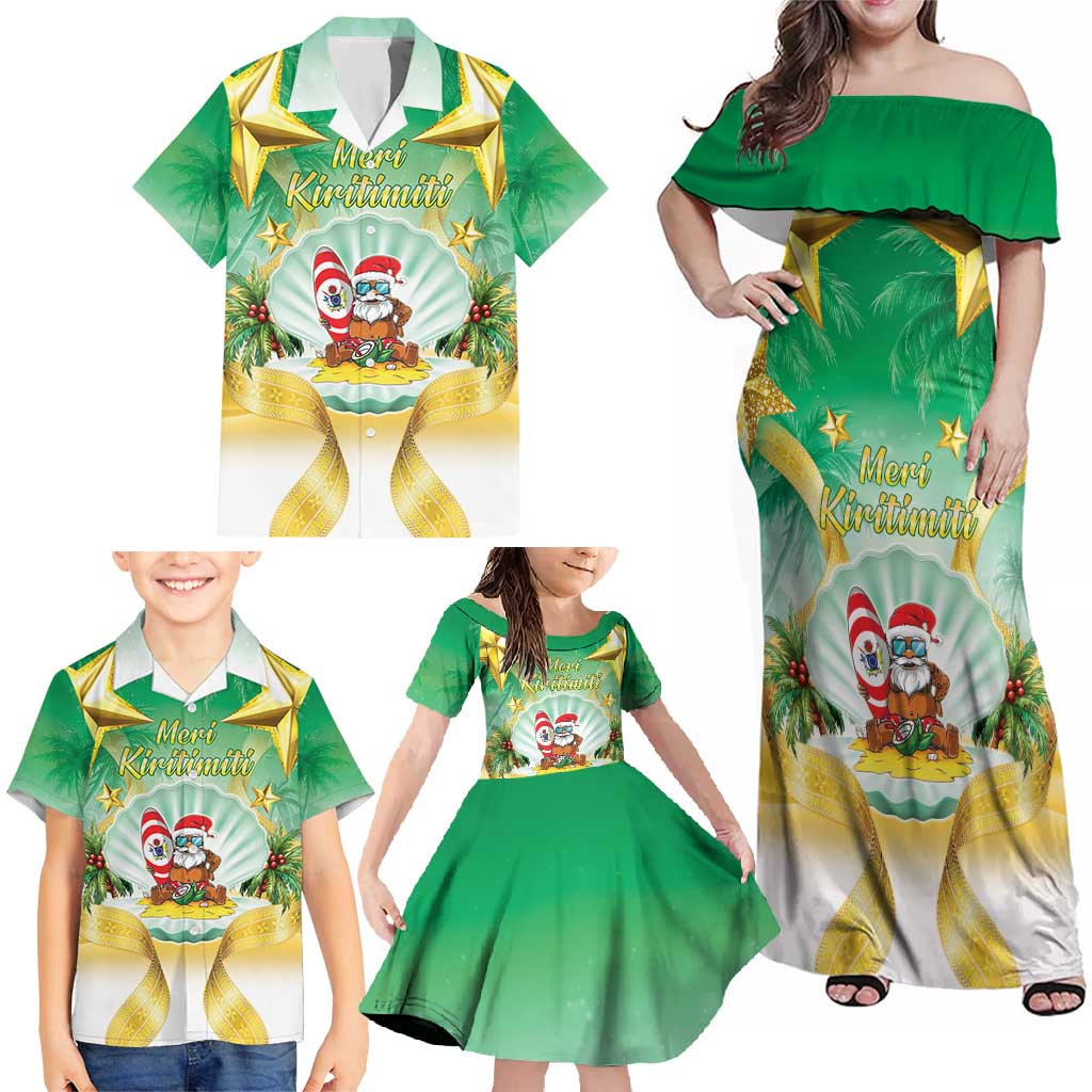 Cook Islands Christmas Family Matching Off Shoulder Maxi Dress and Hawaiian Shirt Seashell Santa Beach Vibes - Polynesian Pride