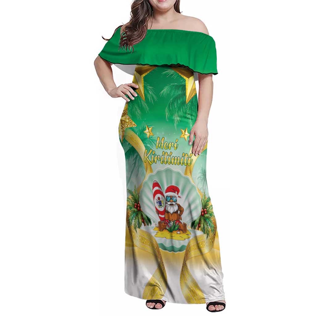 Cook Islands Christmas Family Matching Off Shoulder Maxi Dress and Hawaiian Shirt Seashell Santa Beach Vibes - Polynesian Pride