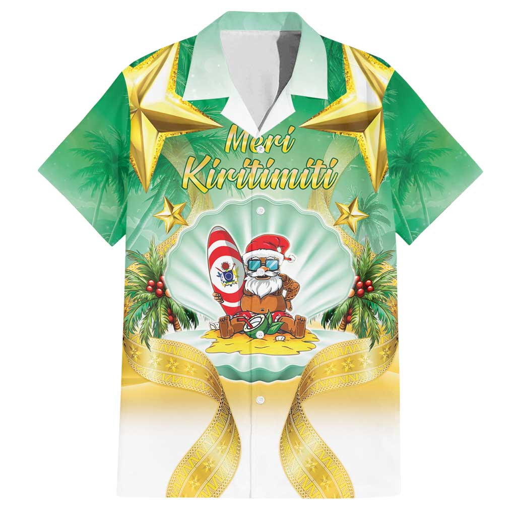 Cook Islands Christmas Family Matching Off Shoulder Short Dress and Hawaiian Shirt Seashell Santa Beach Vibes - Polynesian Pride