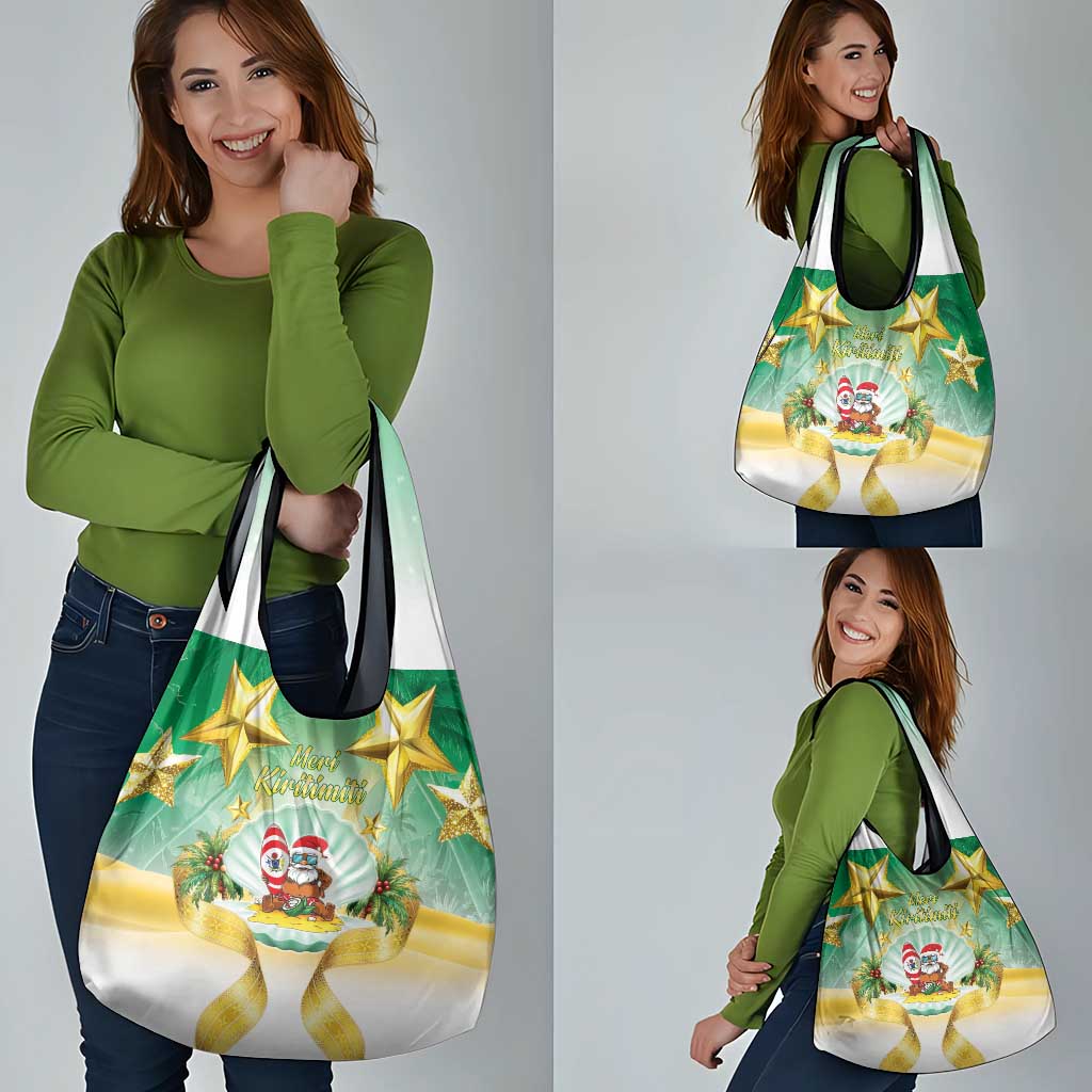 Cook Islands Christmas Grocery Bag Seashell Santa Beach Vibes - Polynesian Pride
