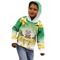 Cook Islands Christmas Kid Hoodie Seashell Santa Beach Vibes - Polynesian Pride