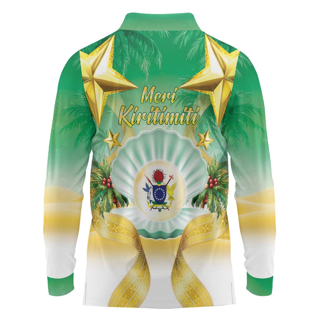 Cook Islands Christmas Long Sleeve Polo Shirt Seashell Santa Beach Vibes - Polynesian Pride