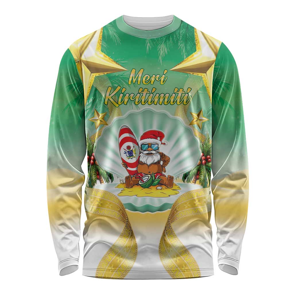 Cook Islands Christmas Long Sleeve Shirt Seashell Santa Beach Vibes - Polynesian Pride