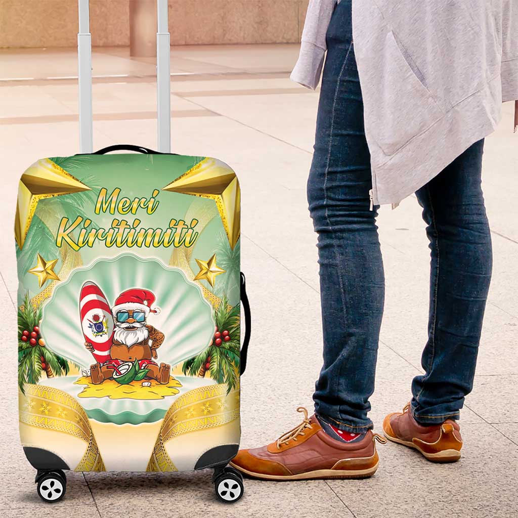 Cook Islands Christmas Luggage Cover Seashell Santa Beach Vibes - Polynesian Pride