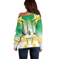 Cook Islands Christmas Off Shoulder Sweater Seashell Santa Beach Vibes - Polynesian Pride
