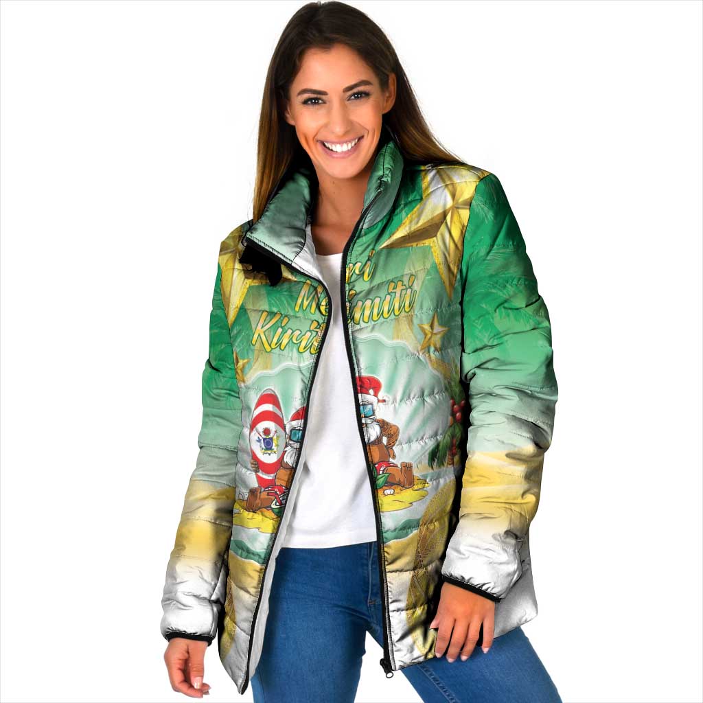 Cook Islands Christmas Padded Jacket Seashell Santa Beach Vibes - Polynesian Pride