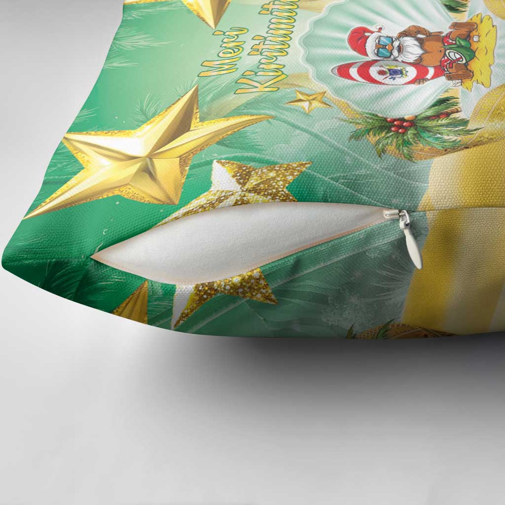 Cook Islands Christmas Pillow Cover Seashell Santa Beach Vibes - Polynesian Pride