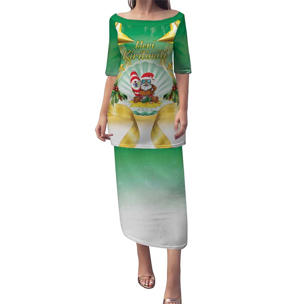 Cook Islands Christmas Puletasi Seashell Santa Beach Vibes - Polynesian Pride