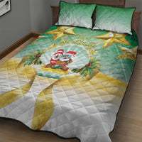 Cook Islands Christmas Quilt Bed Set Seashell Santa Beach Vibes - Polynesian Pride