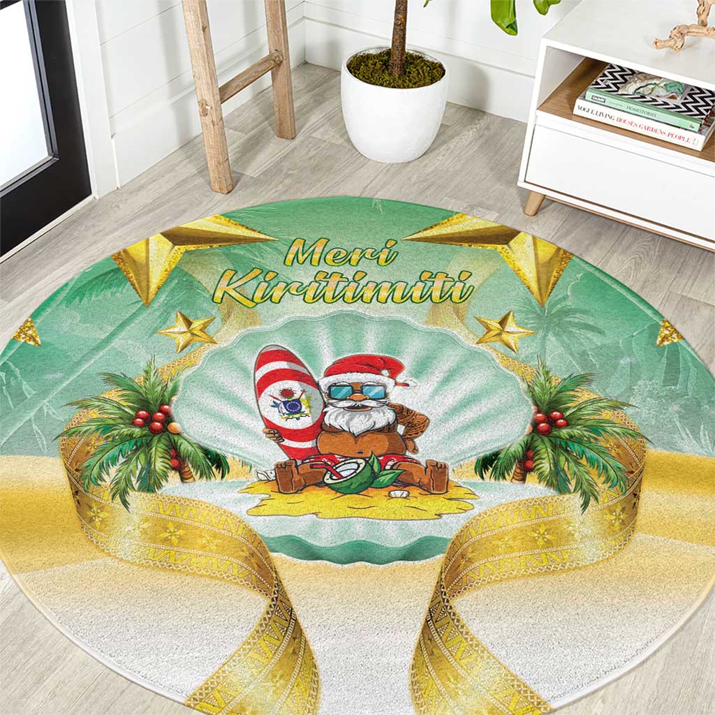 Cook Islands Christmas Round Carpet Seashell Santa Beach Vibes - Polynesian Pride