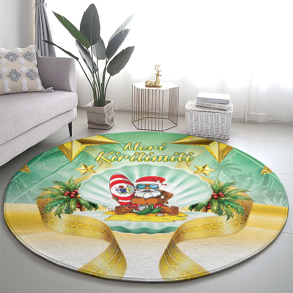 Cook Islands Christmas Round Carpet Seashell Santa Beach Vibes - Polynesian Pride