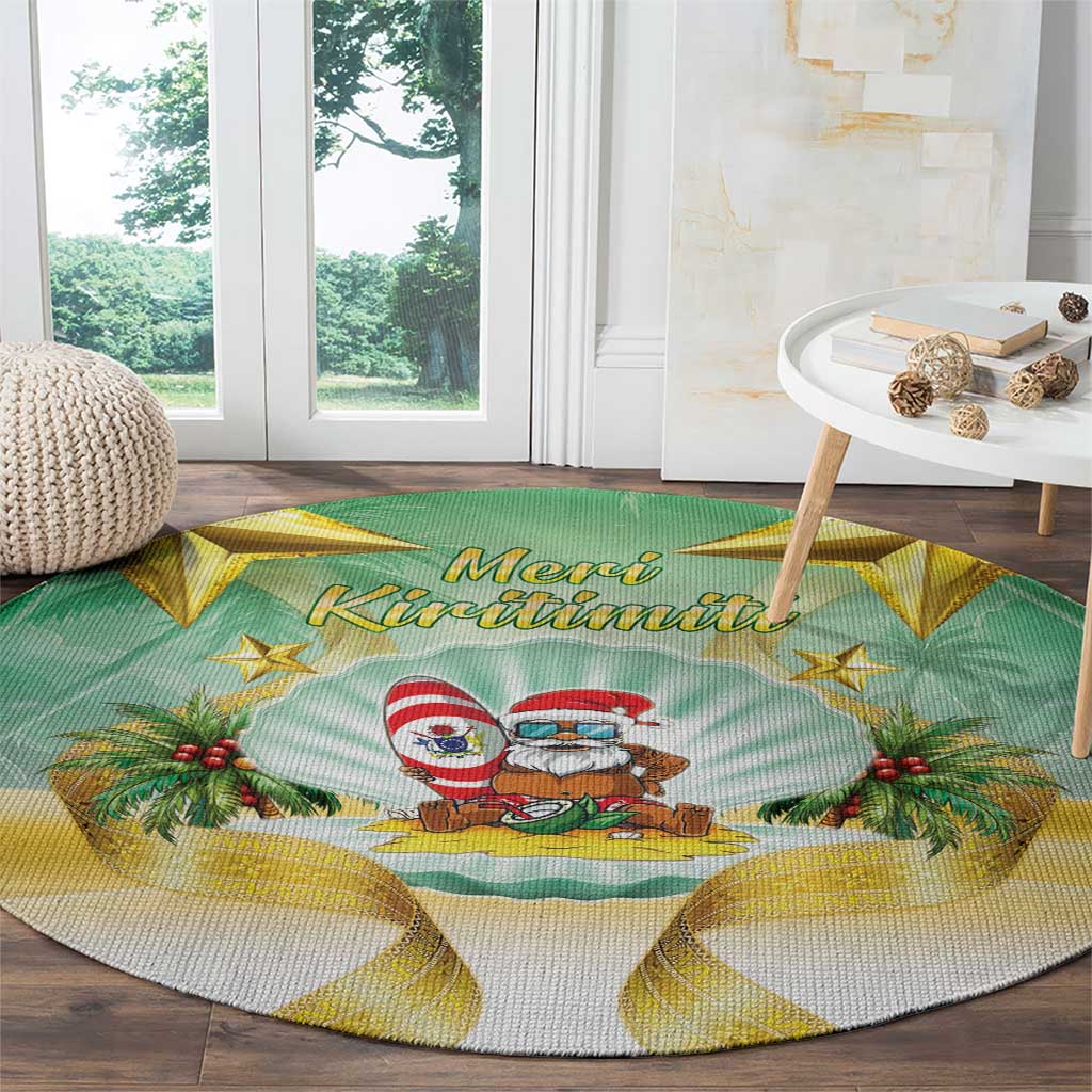Cook Islands Christmas Round Carpet Seashell Santa Beach Vibes - Polynesian Pride